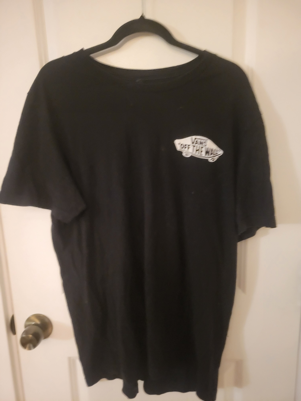 Vans Black Short Sleeve Tee with White 'Off The Wall' Chest Logo